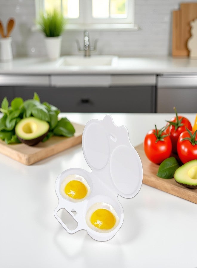 Qintreesify White Egg Poacher, Microwave Egg Boiler Poacher, 2 Cavity Nonstick Poached Egg Maker With Lid, Egg Poacher Microwave Egg Cooker - Image 5